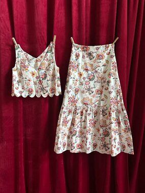 Mason's Daughter Floral Crop Tank and Midi Skirt Set S/XS